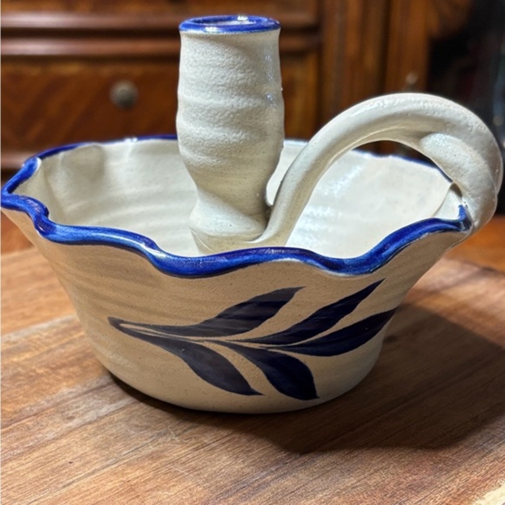 Williamsburg salt glaze pottery candle holder